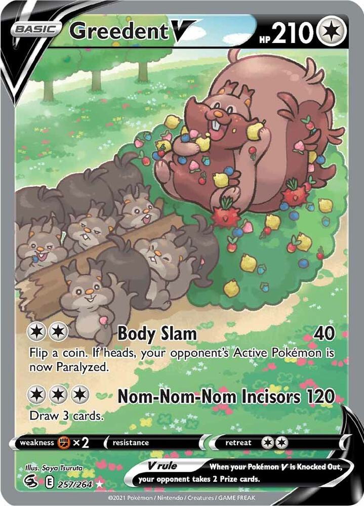 Greedent V (Alternate Full Art) 257/264 card from SWSH08: Fusion Strike