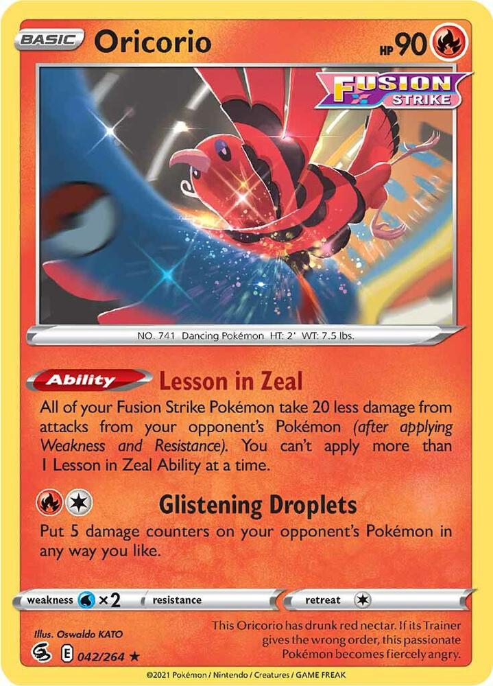 Oricorio 042/264 card from SWSH08: Fusion Strike