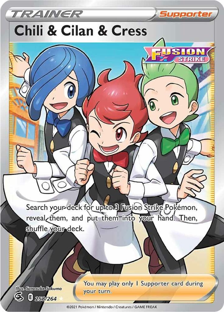 Chili & Cilan & Cress (Full Art) 258/264 card from SWSH08: Fusion Strike