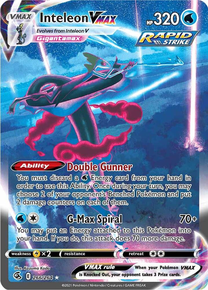 Inteleon VMAX (Alternate Art Secret) 266/264 card from SWSH08: Fusion Strike