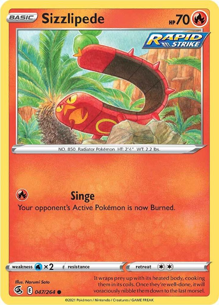 Sizzlipede (47) 047/264 card from SWSH08: Fusion Strike