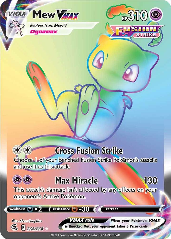 Mew VMAX (Secret) 268/264 card from SWSH08: Fusion Strike
