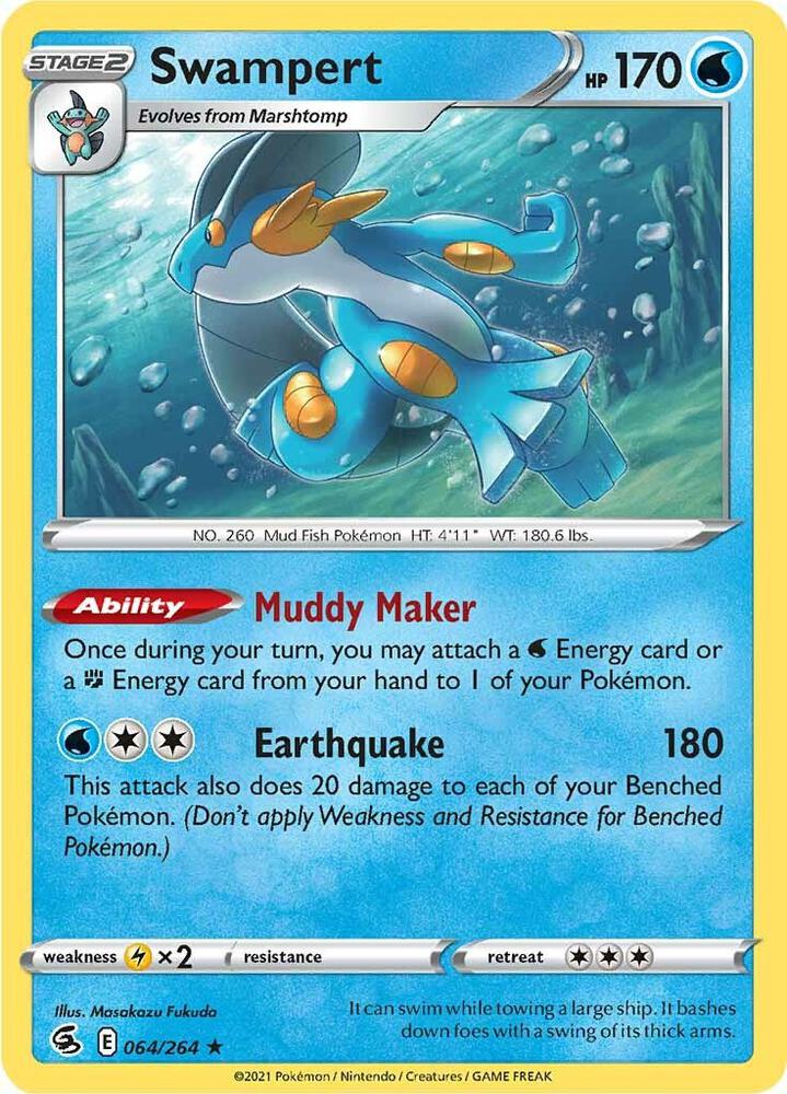 Swampert 064/264 card from SWSH08: Fusion Strike