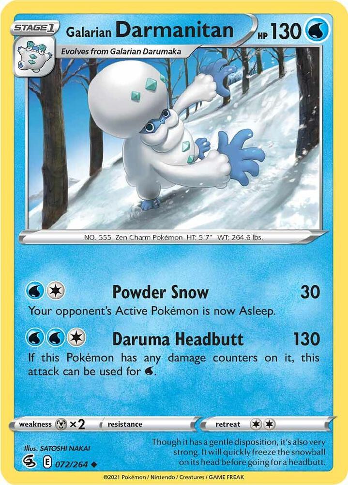 Galarian Darmanitan 072/264 card from SWSH08: Fusion Strike
