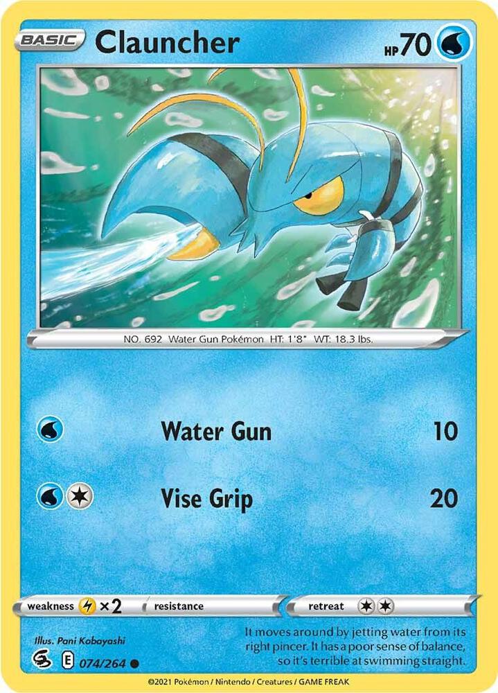 Clauncher 074/264 card from SWSH08: Fusion Strike