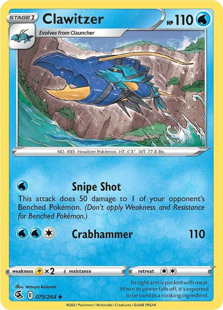 Clawitzer 075/264 card from SWSH08: Fusion Strike