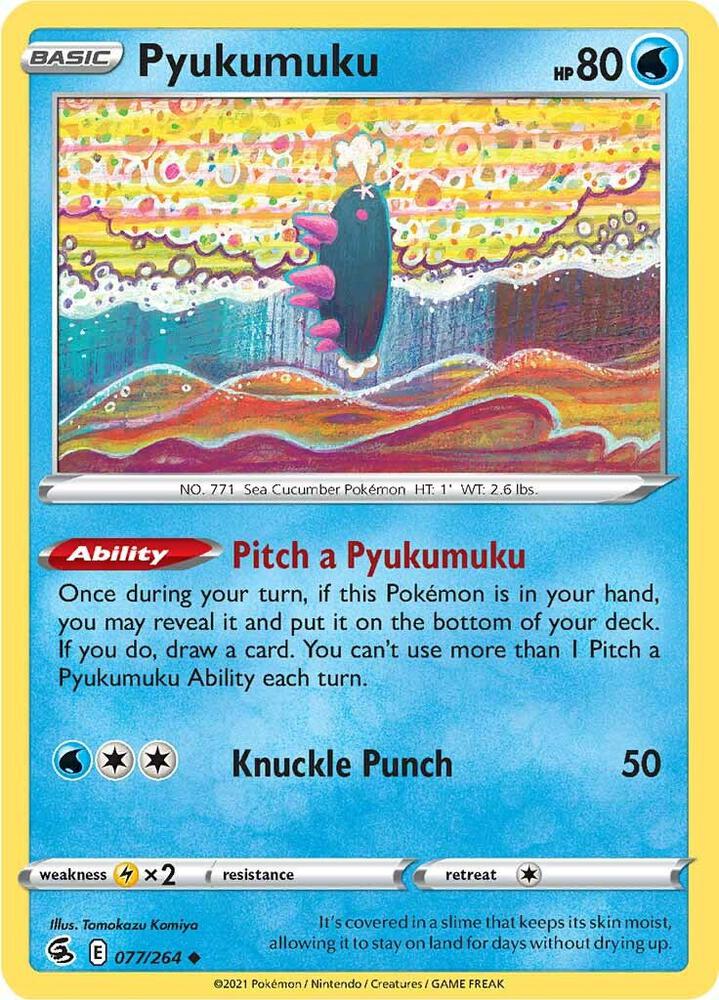 Pyukumuku 077/264 card from SWSH08: Fusion Strike