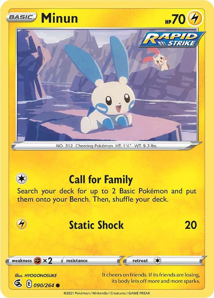 Minun 090/264 card from SWSH08: Fusion Strike