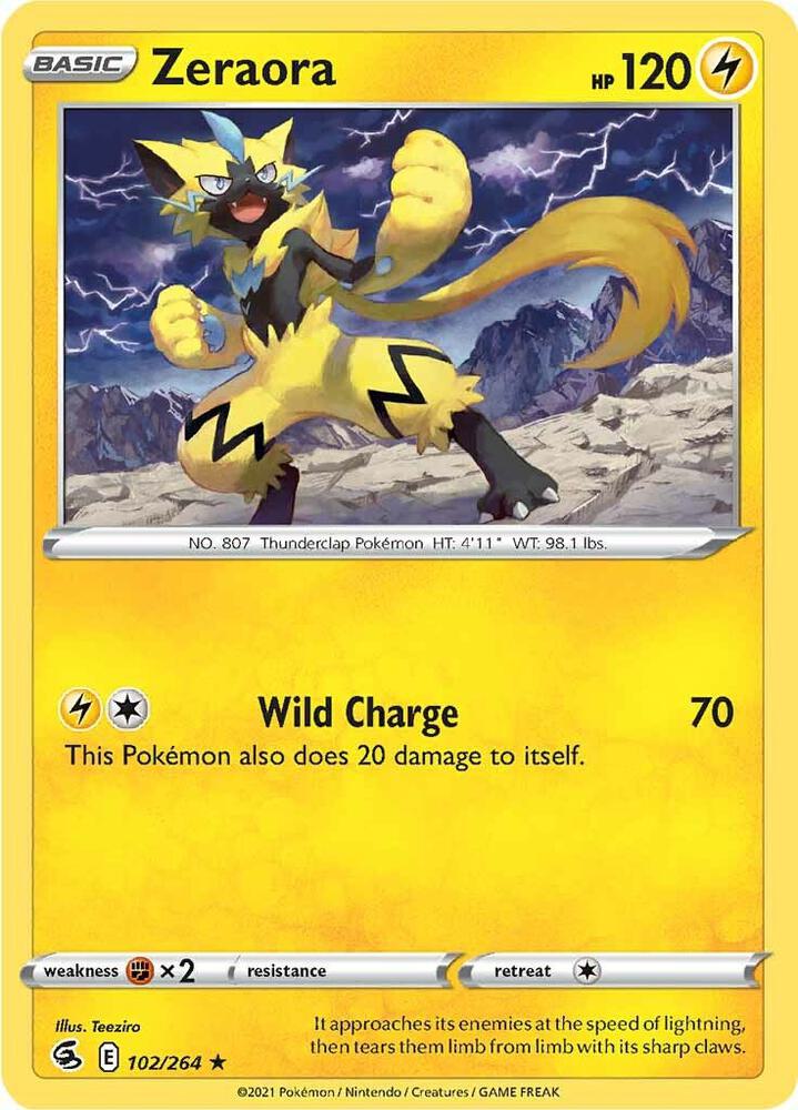 Zeraora 102/264 card from SWSH08: Fusion Strike