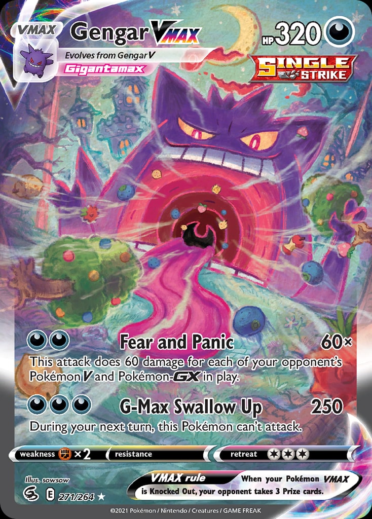 Gengar VMAX (Alternate Art Secret) 271/264 card from SWSH08: Fusion Strike