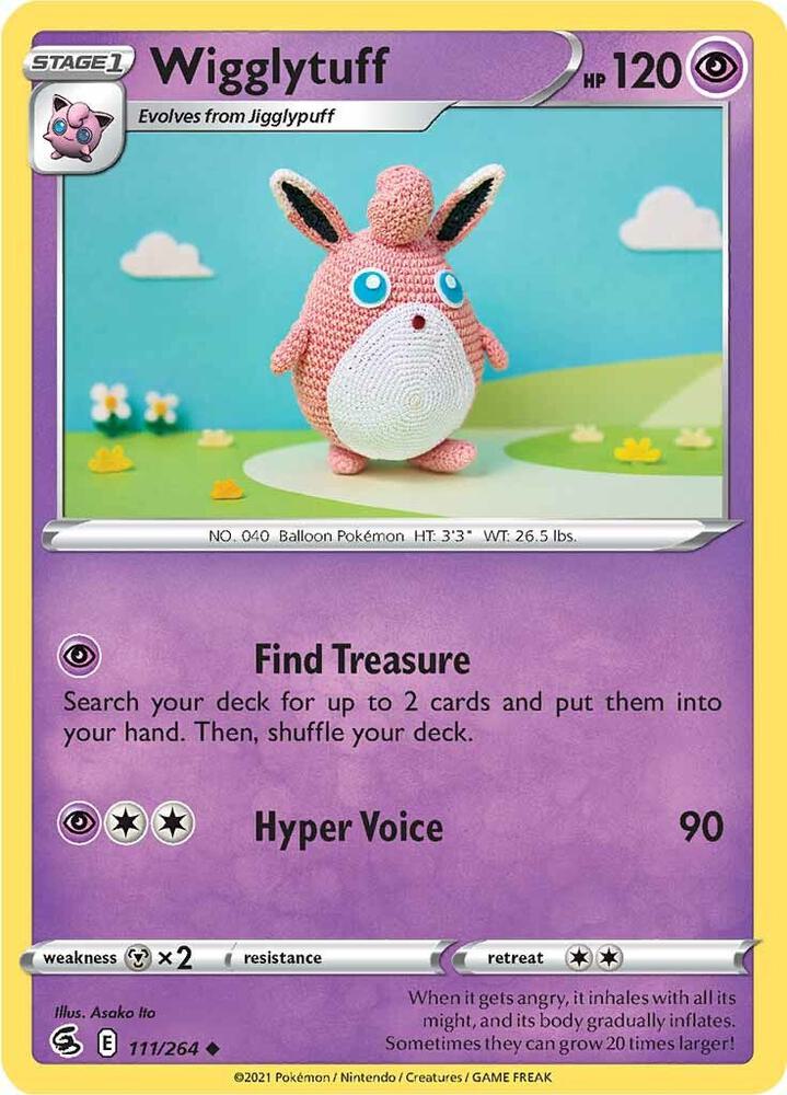 Wigglytuff 111/264 card from SWSH08: Fusion Strike