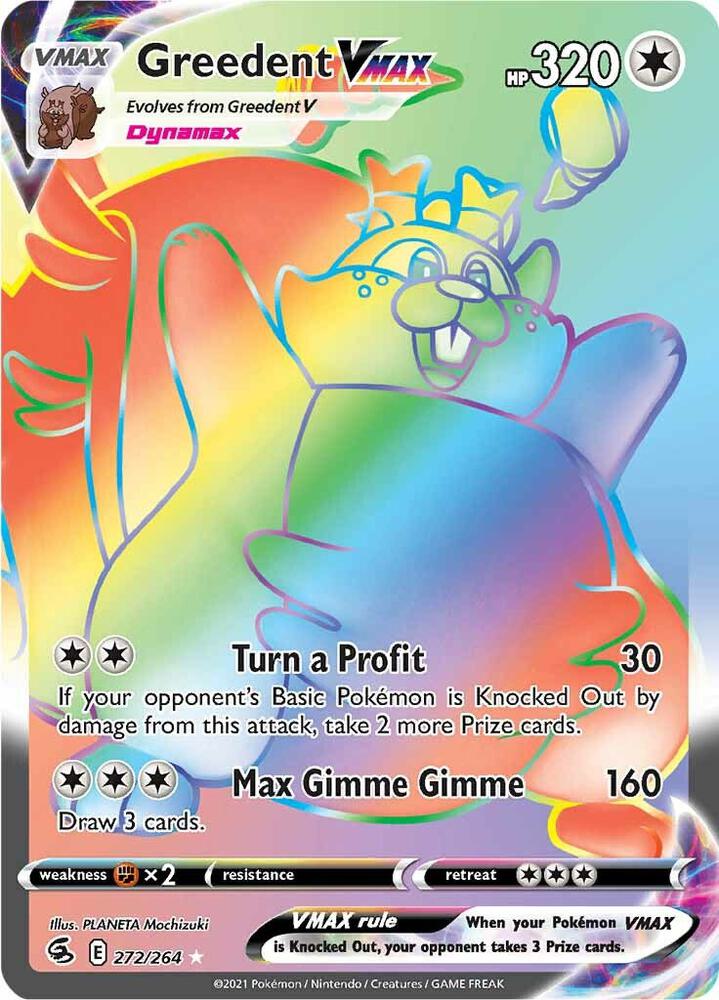 Greedent VMAX (Secret) 272/264 card from SWSH08: Fusion Strike
