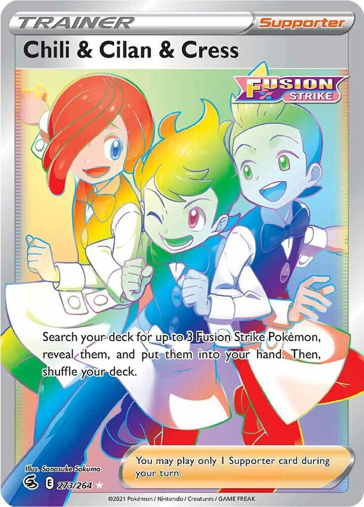 Chili & Cilan & Cress (Secret) 273/264 card from SWSH08: Fusion Strike