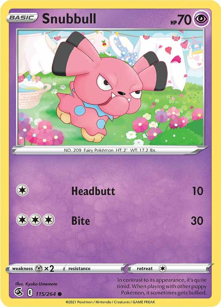 Snubbull 115/264 card from SWSH08: Fusion Strike