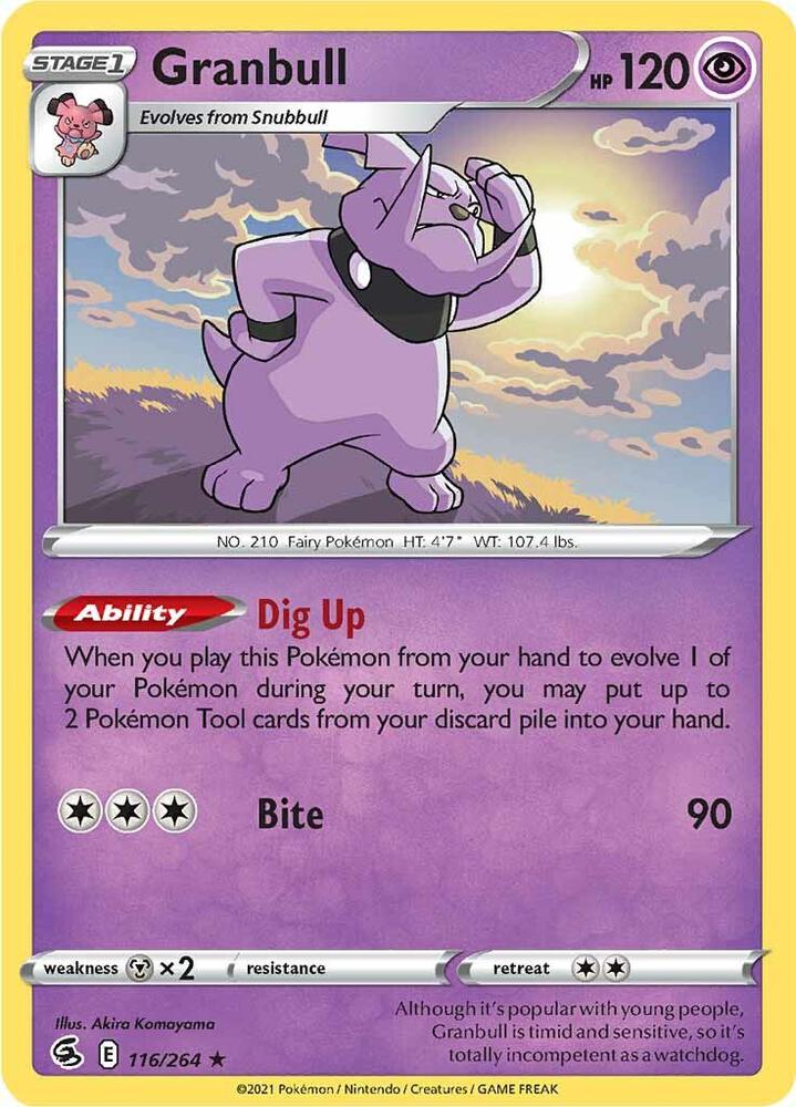 Granbull 116/264 card from SWSH08: Fusion Strike