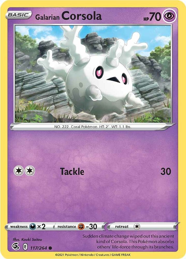 Galarian Corsola 117/264 card from SWSH08: Fusion Strike