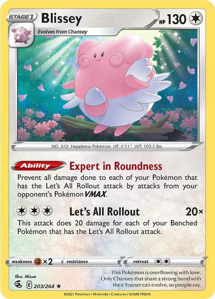 Blissey 203/264 card from SWSH08: Fusion Strike