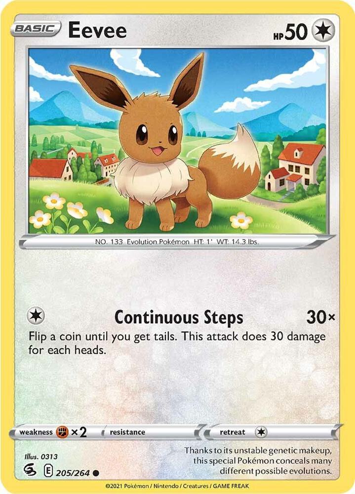 Eevee 205/264 card from SWSH08: Fusion Strike