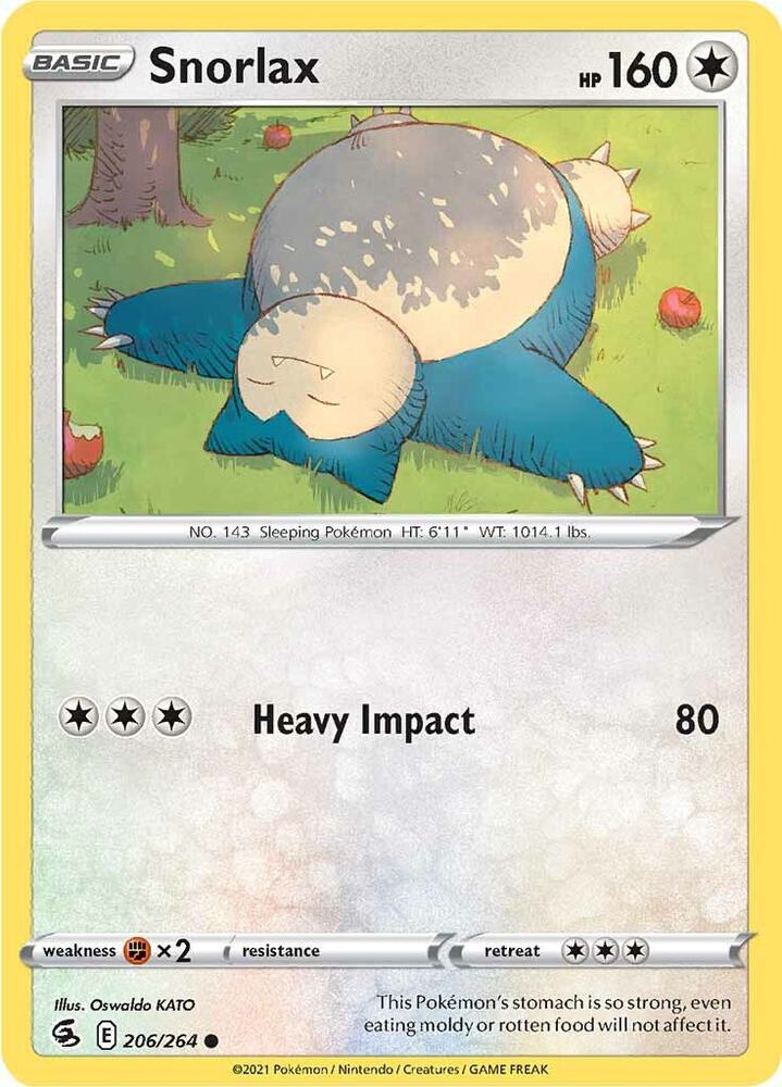 Snorlax 206/264 card from SWSH08: Fusion Strike
