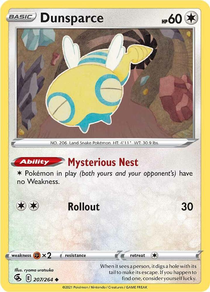 Dunsparce 207/264 card from SWSH08: Fusion Strike