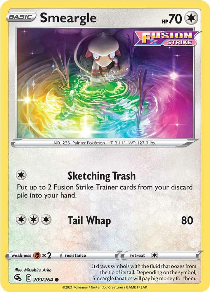 Smeargle 209/264 card from SWSH08: Fusion Strike