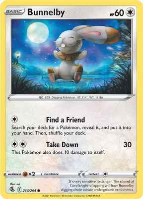 Bunnelby 214/264 card from SWSH08: Fusion Strike
