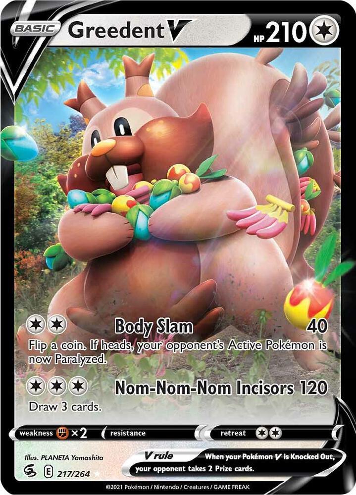 Greedent V 217/264 card from SWSH08: Fusion Strike