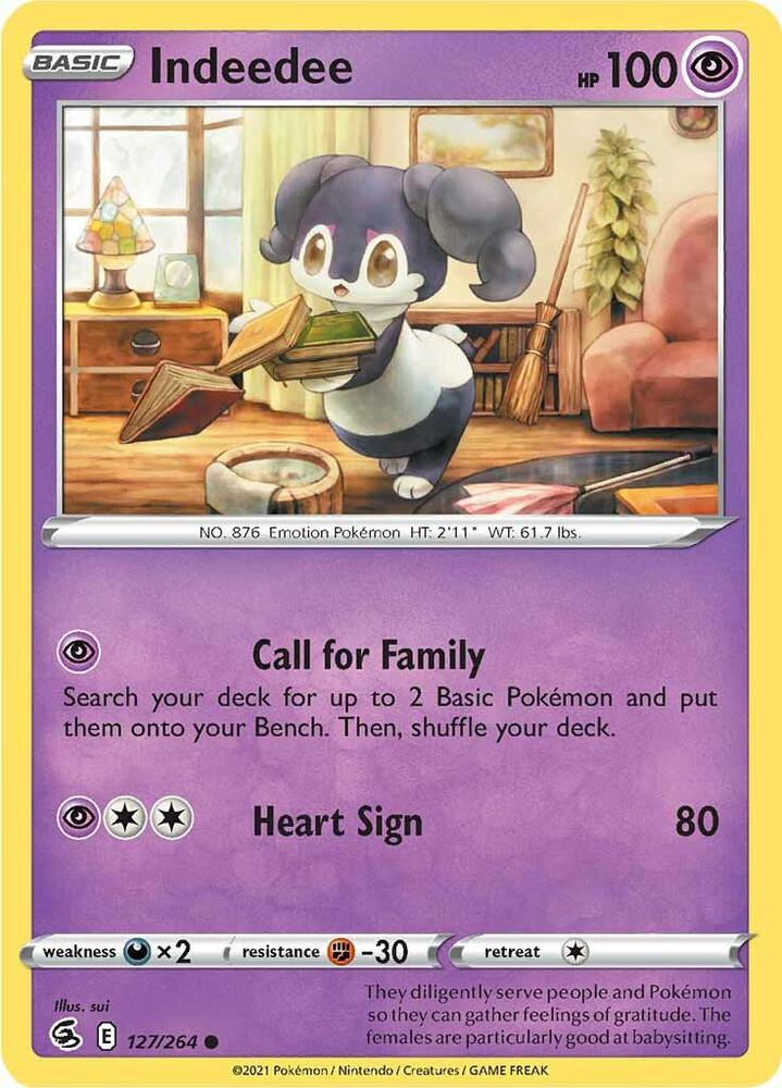 Indeedee 127/264 card from SWSH08: Fusion Strike
