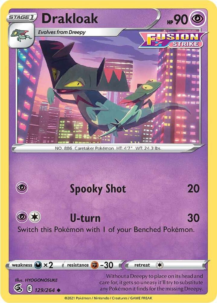 Drakloak 129/264 card from SWSH08: Fusion Strike