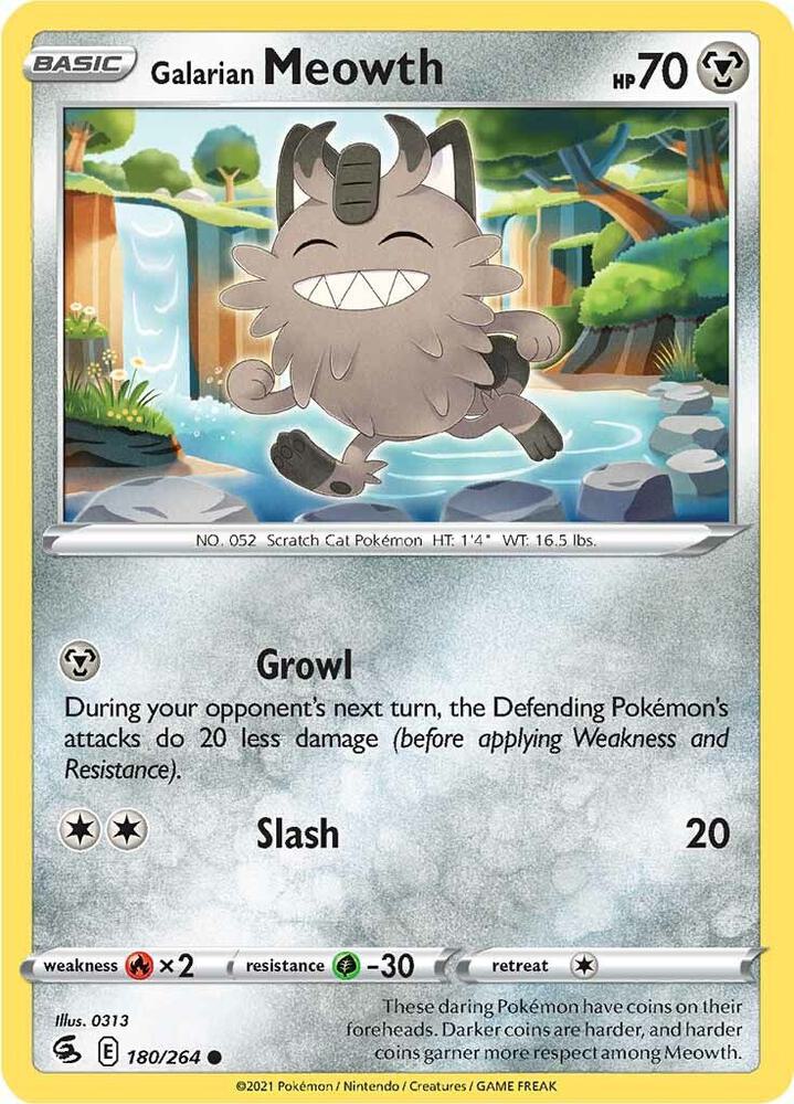 Galarian Meowth 180/264 card from SWSH08: Fusion Strike