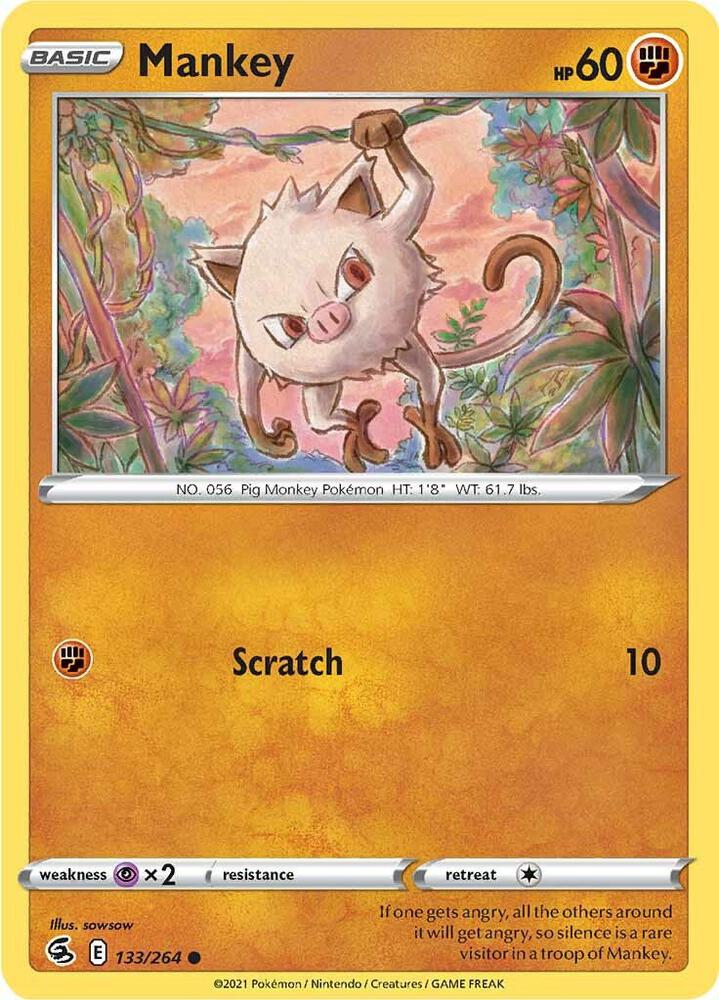 Mankey 133/264 card from SWSH08: Fusion Strike
