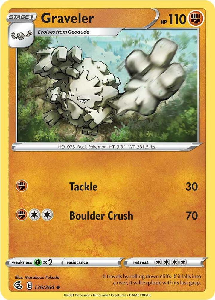 Graveler 136/264 card from SWSH08: Fusion Strike