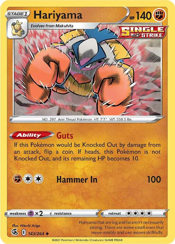 Hariyama 143/264 card from SWSH08: Fusion Strike