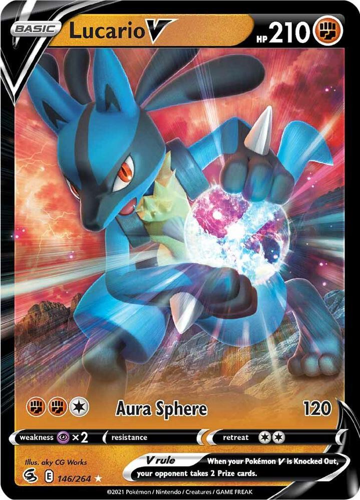Lucario V 146/264 card from SWSH08: Fusion Strike