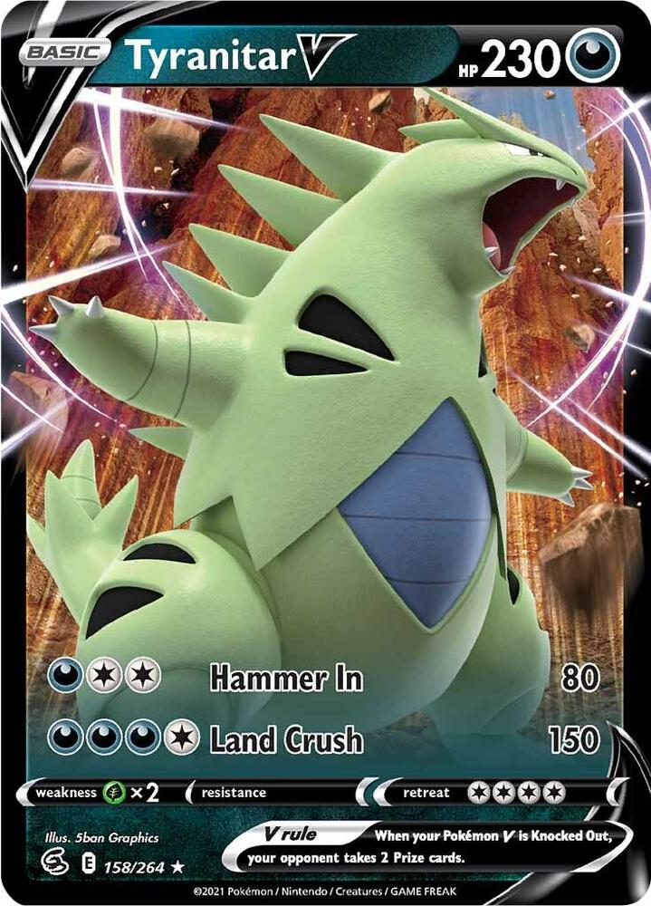 Tyranitar V 158/264 card from SWSH08: Fusion Strike