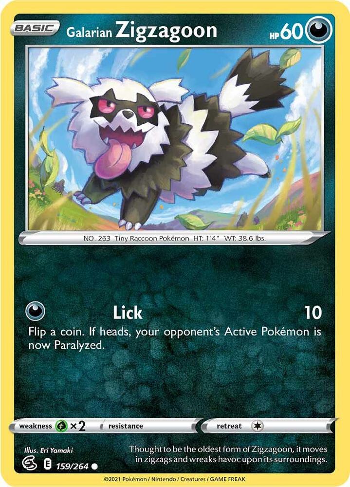 Galarian Zigzagoon 159/264 card from SWSH08: Fusion Strike