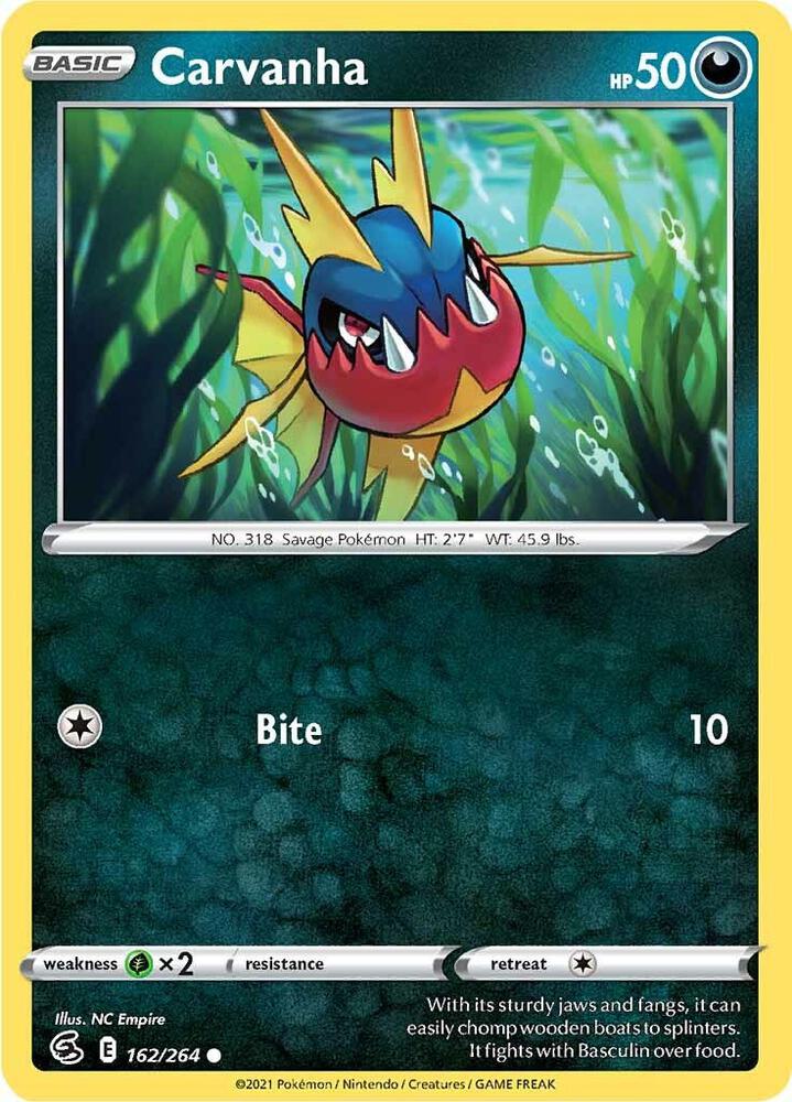 Carvanha 162/264 card from SWSH08: Fusion Strike