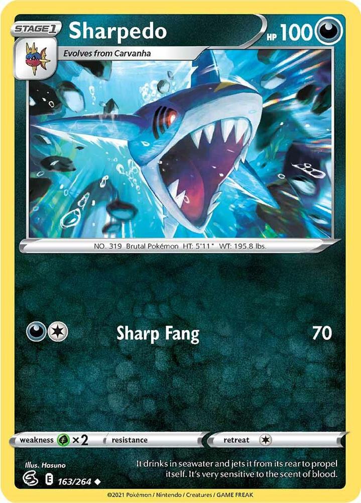 Sharpedo 163/264 card from SWSH08: Fusion Strike