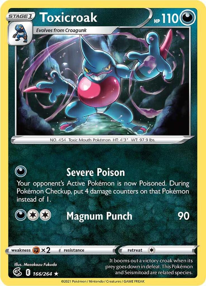 Toxicroak 166/264 card from SWSH08: Fusion Strike