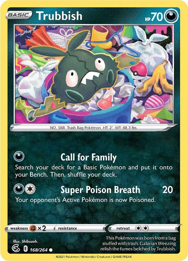 Trubbish 168/264 card from SWSH08: Fusion Strike