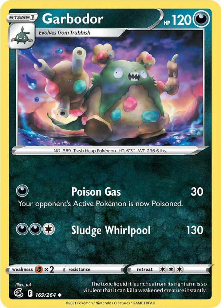 Garbodor 169/264 card from SWSH08: Fusion Strike