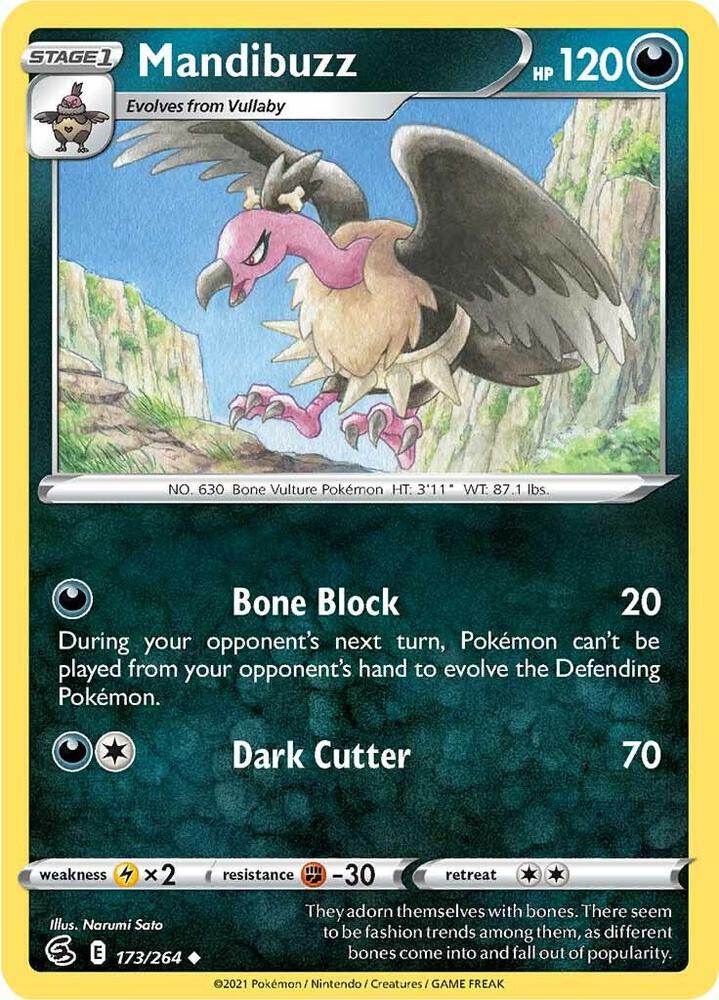 Mandibuzz 173/264 card from SWSH08: Fusion Strike