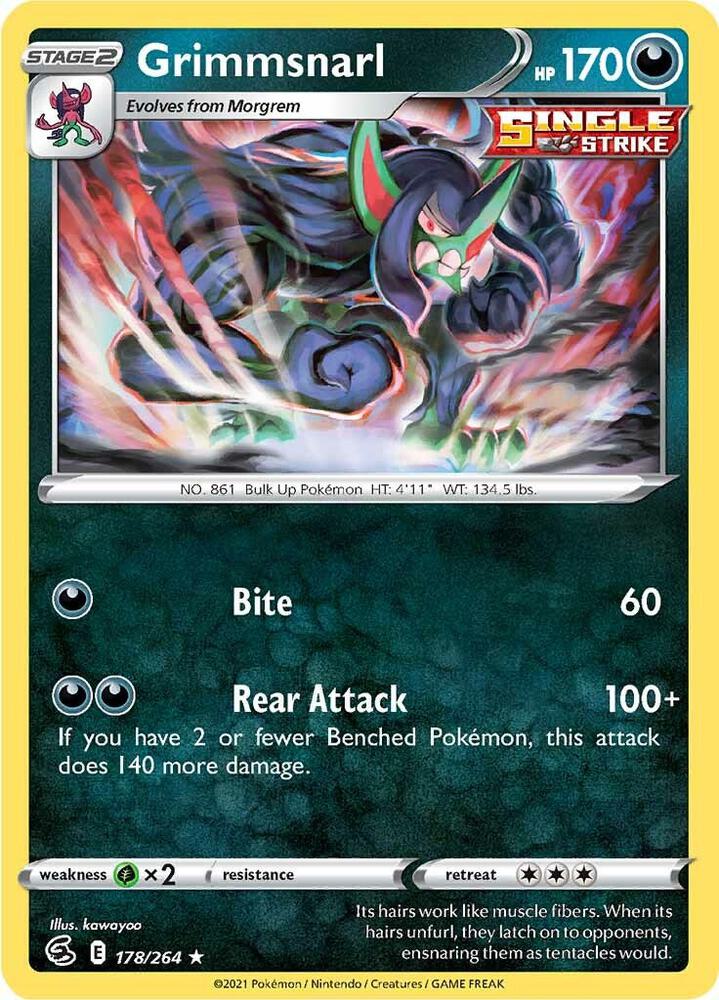 Grimmsnarl 178/264 card from SWSH08: Fusion Strike