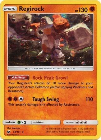 Regirock (Cosmos Holo) 53/111 card from SM Promos