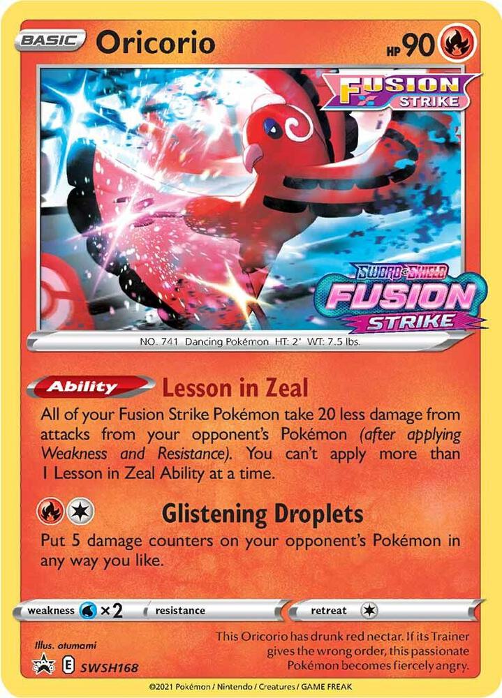 Oricorio (Prerelease) SWSH168 card from SWSH: Sword & Shield Promo Cards