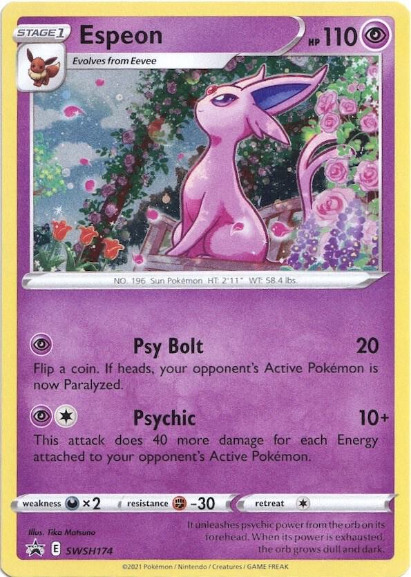 Espeon SWSH174 card from SWSH: Sword & Shield Promo Cards