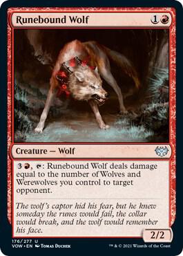 Runebound Wolf 176 card from Innistrad: Crimson Vow