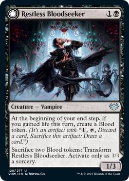 Restless Bloodseeker 128 card from Innistrad: Crimson Vow