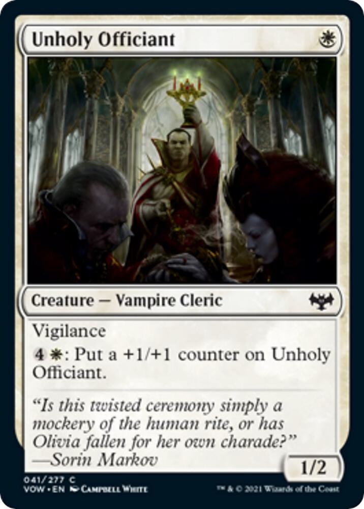 Unholy Officiant 41 card from Innistrad: Crimson Vow