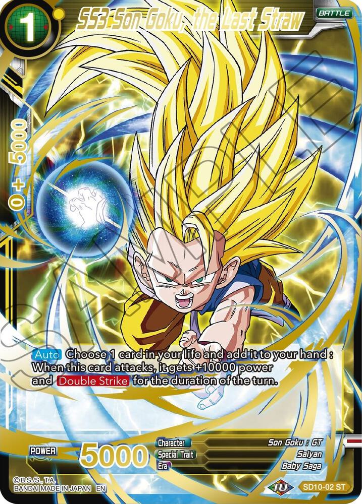 SS3 Son Goku, the Last Straw (Gold Stamped) SD10-02 card from Mythic Booster
